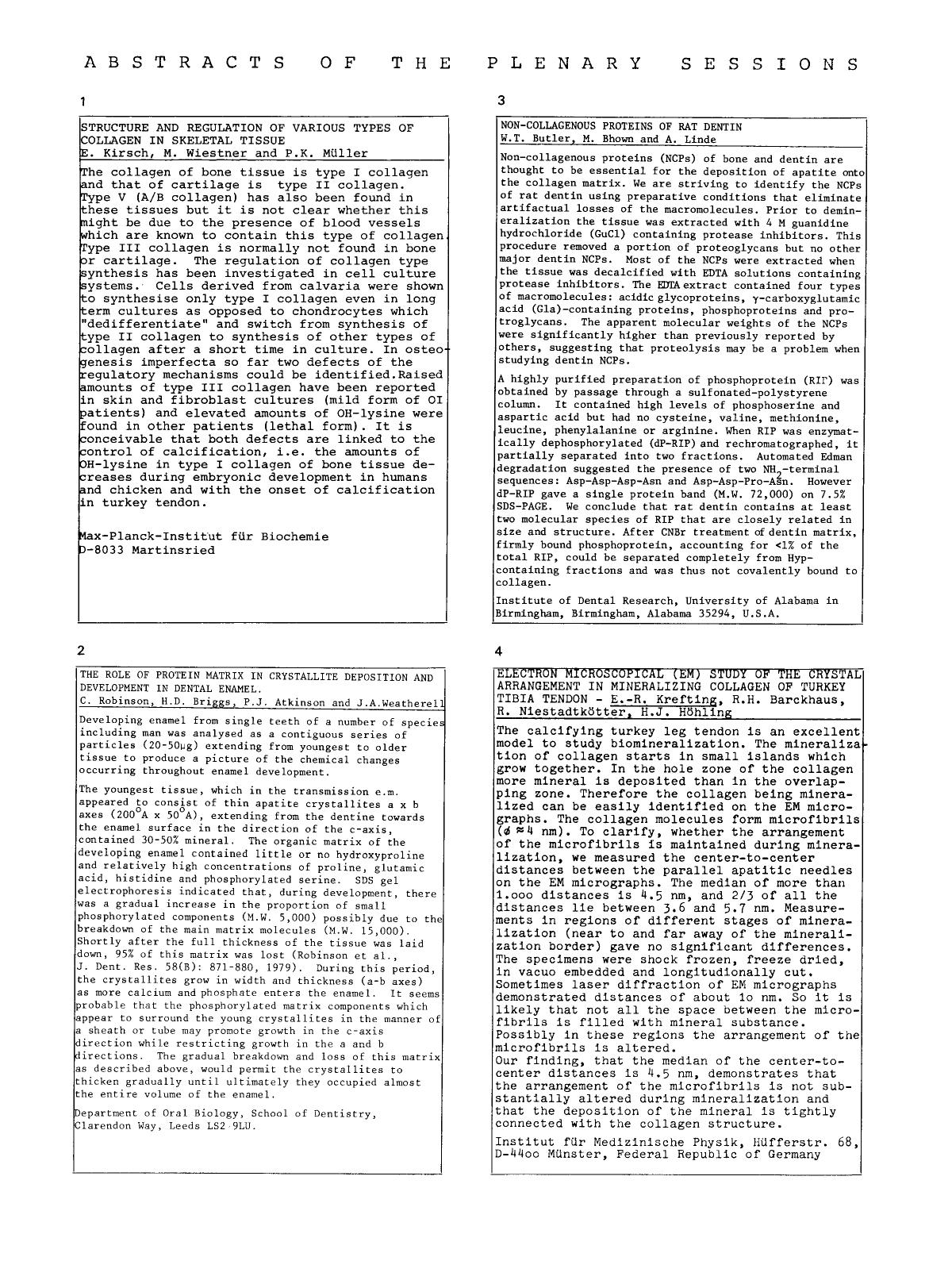 Abstracts of the Plenary Sessions by Unknown