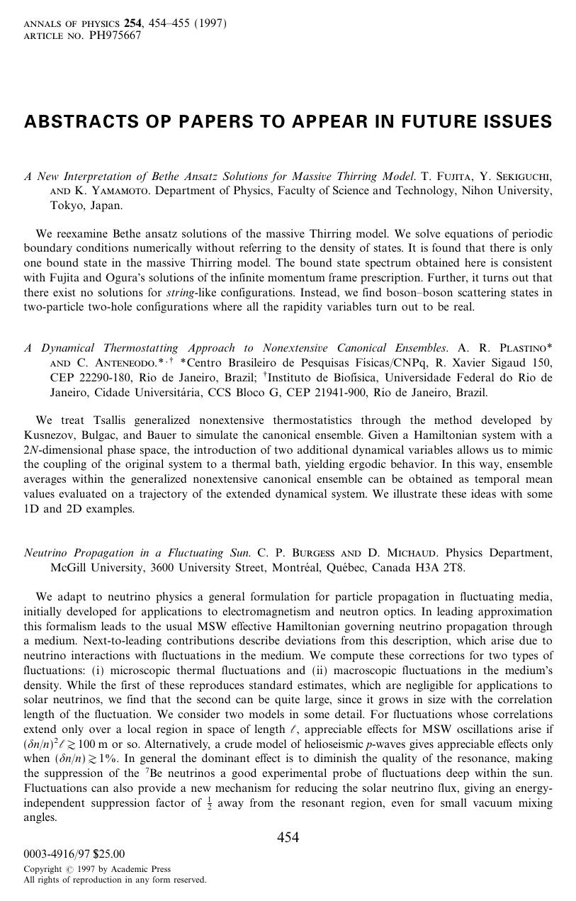 Abstracts op Papers to appear in Future Issues by Unknown