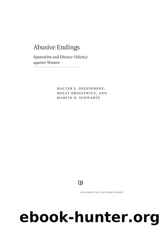 Abusive Endings by DeKeseredy Walter S