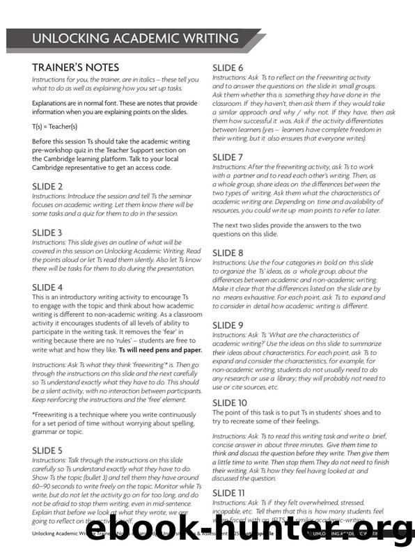 Academic Writing TD Trainerâs Notes by Unknown