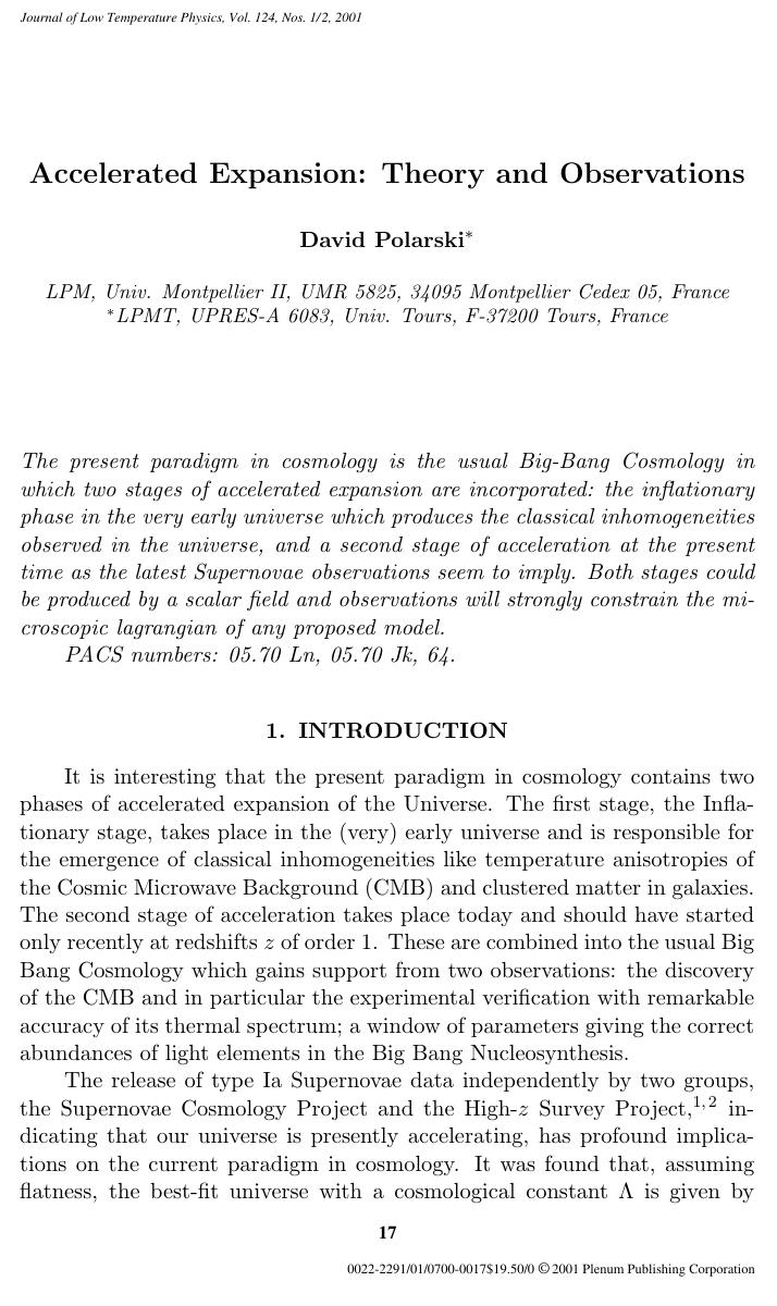 Accelerated Expansion: Theory and Observations by Unknown