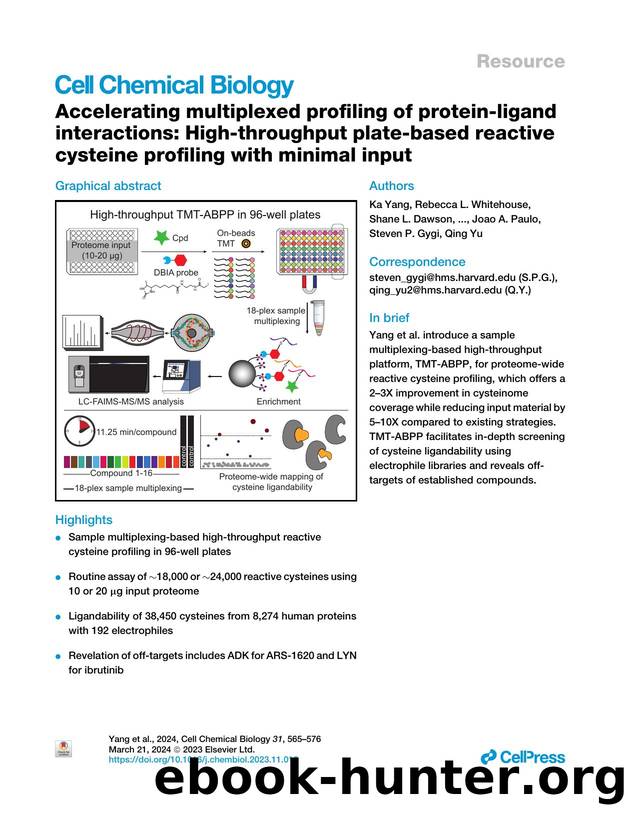 Accelerating multiplexed profiling of protein-ligand interactions: High-throughput plate-based reactive cysteine profiling with minimal input by unknow