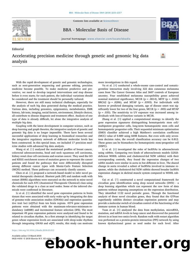 Accelerating precision medicine through genetic and genomic big data analysis by Yudong Cai & Tao Huang