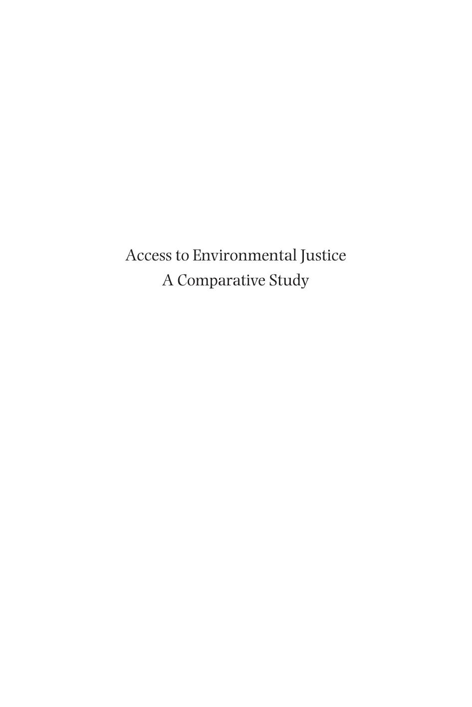 Access to Environmental Justice: a Comparative Study by Andrew Harding