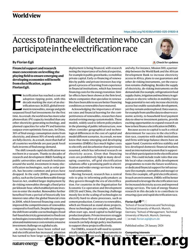 Access to finance will determine who can participate in the electrification race by Florian Egli
