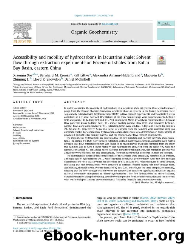 Accessibility and mobility of hydrocarbons in lacustrine shale: Solvent flow-through extraction experiments on Eocene oil shales from Bohai Bay Basin, eastern China by unknow
