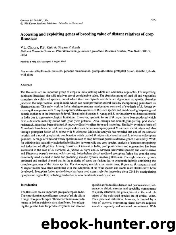 Accessing and exploiting genes of breeding value of distant relatives of crop Brassicas by Unknown