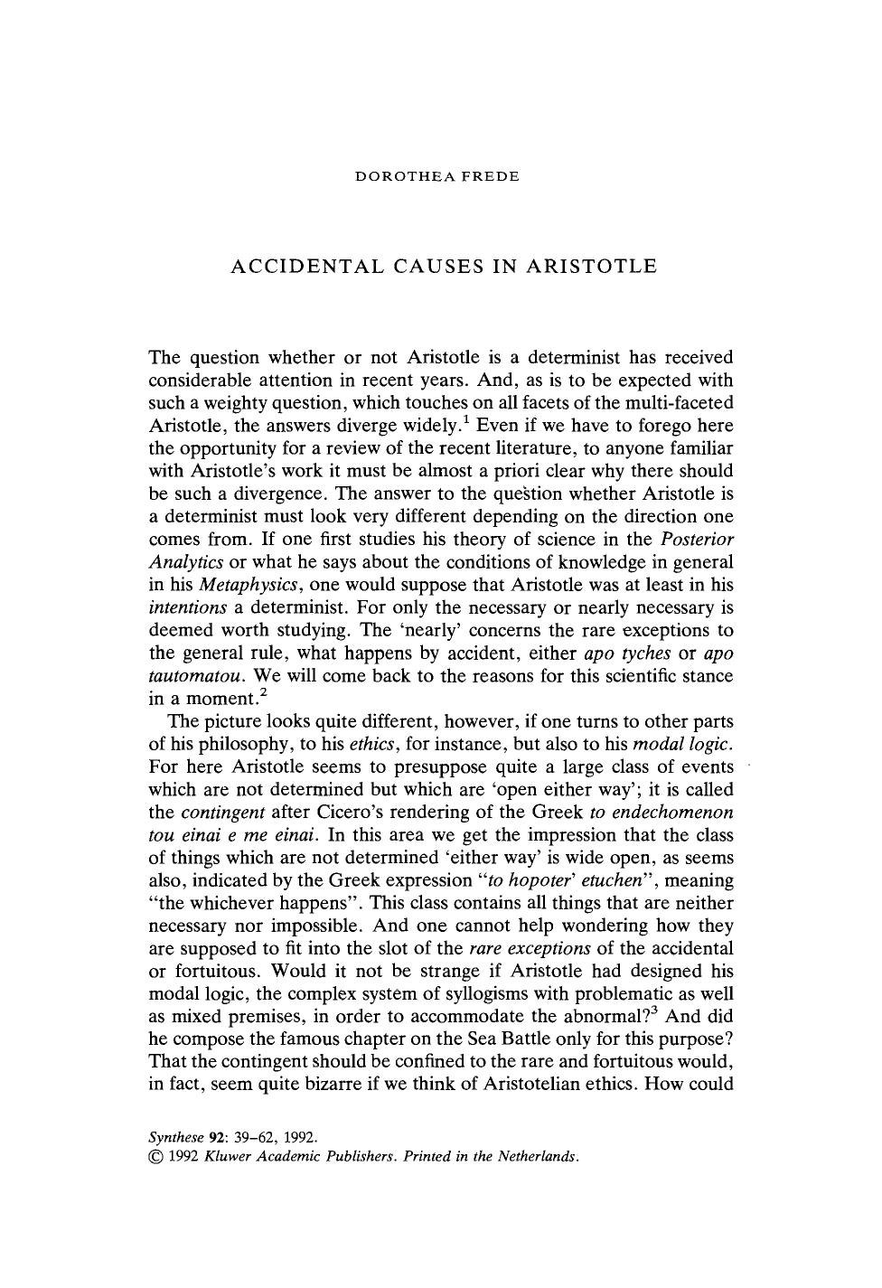 Accidental causes in Aristotle by Unknown