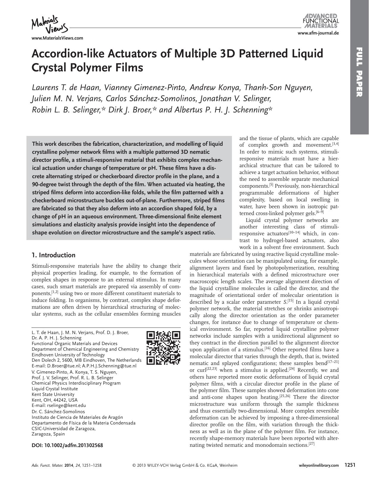 Accordionlike Actuators of Multiple 3D Patterned Liquid Crystal Polymer Films by s-w-270