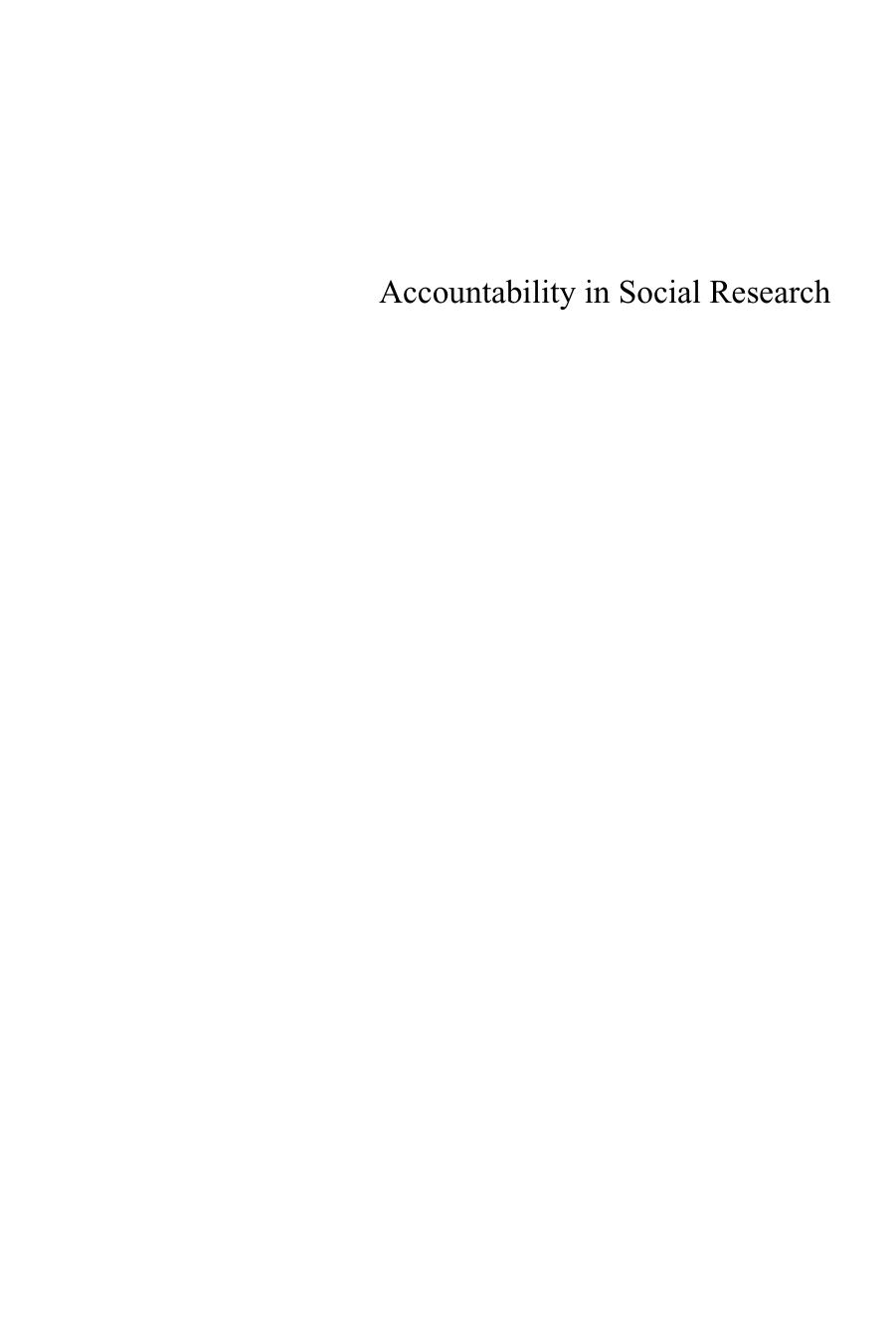 Accountability in Social Research: Issues and Debates by Norma R. A. Romm (auth.)