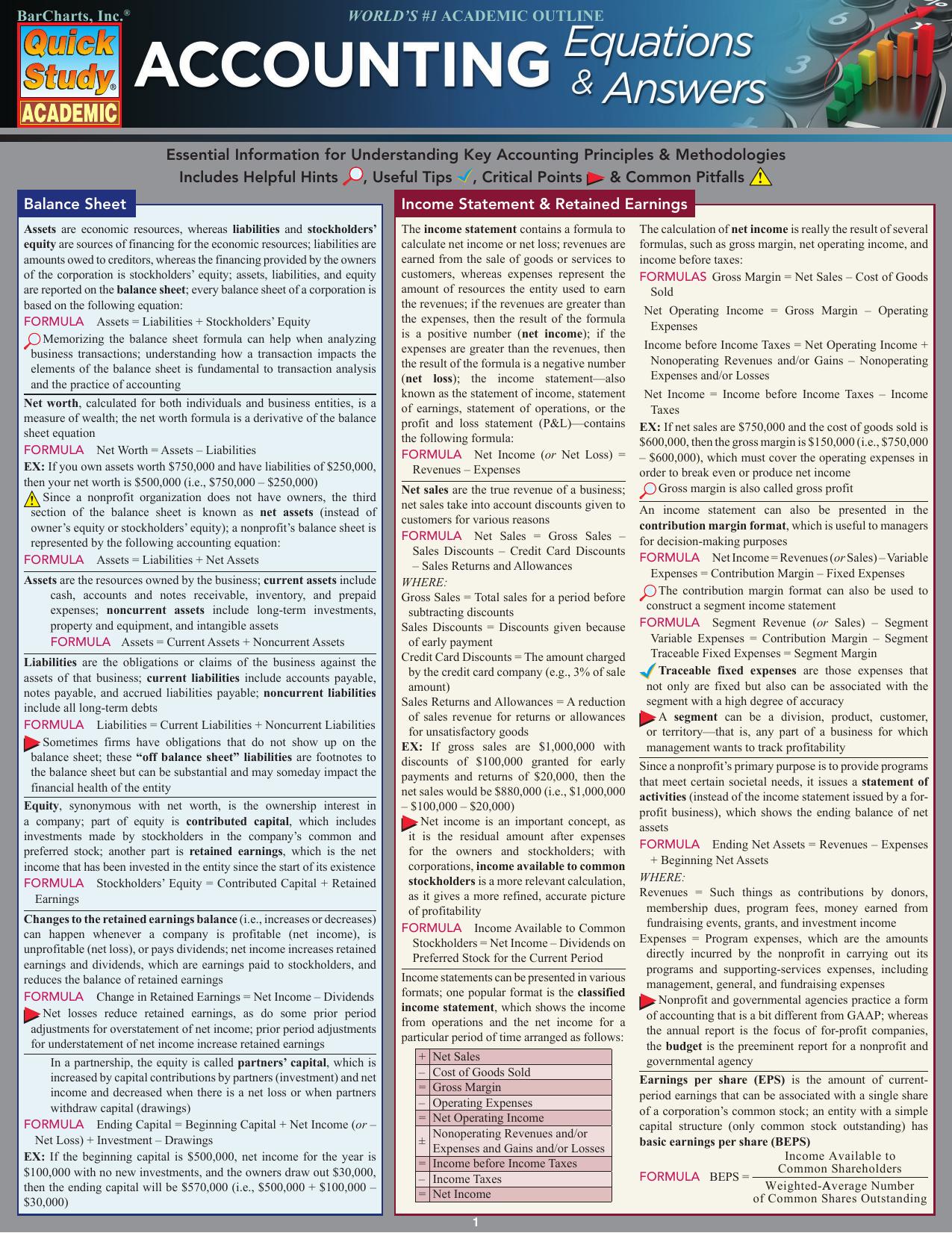 Accounting Equations & Answers by Unknown
