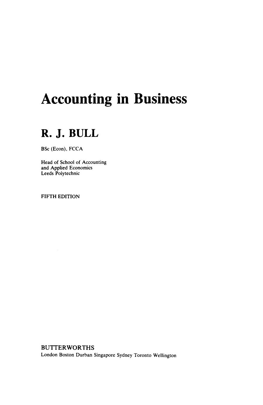 Accounting in Business (Fifth Edition) by Unknown