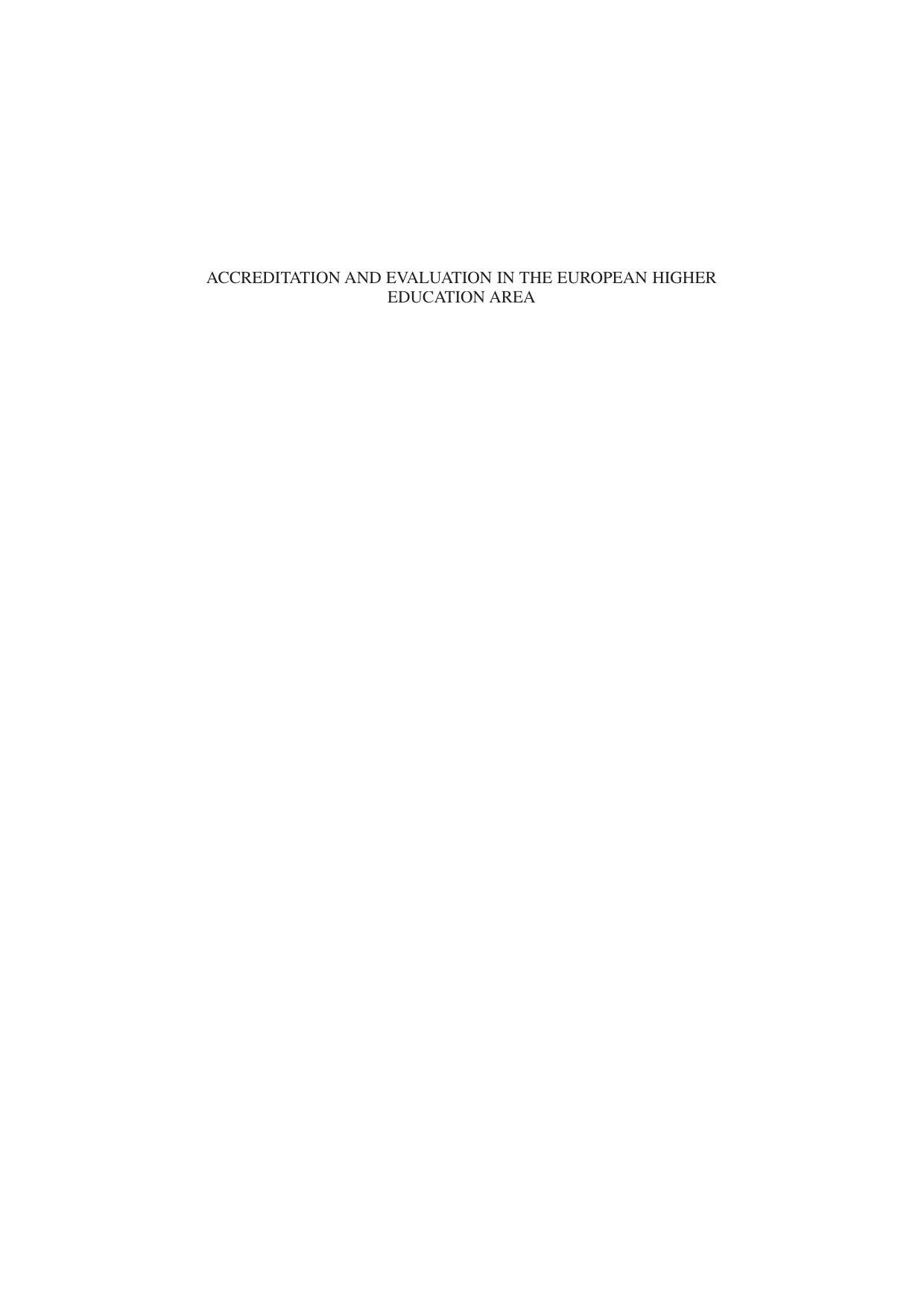 Accreditation and Evaluation in the European Higher Education Area (Higher Education Dynamics) by Stefanie Schwarz Don F. Westerheijden