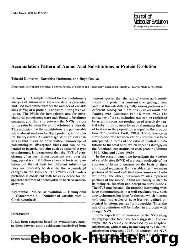 Accumulation pattern of amino acid substitutions in protein evolution by Unknown