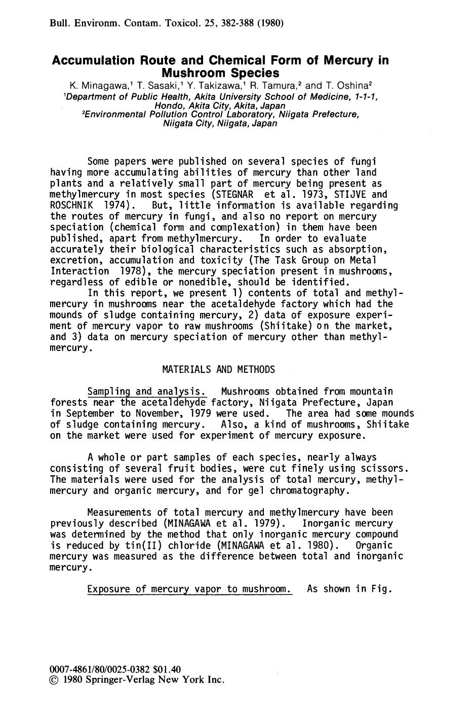 Accumulation route and chemical form of mercury in mushroom species by Unknown