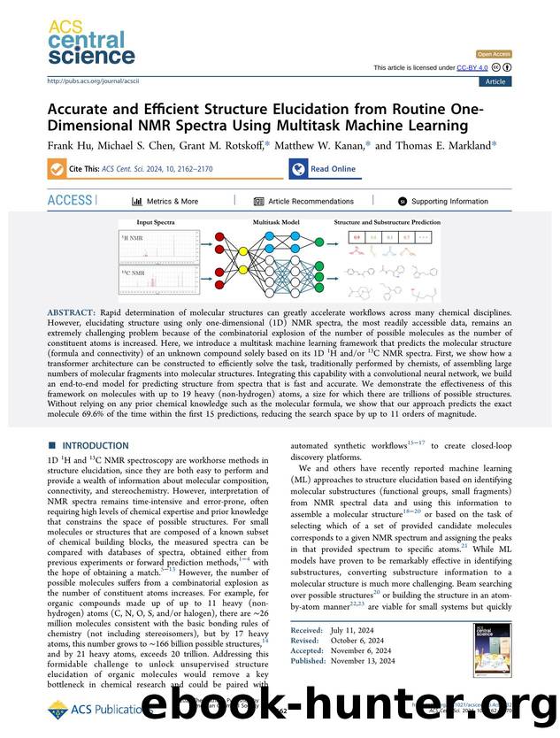 Accurate and Efficient Structure Elucidation from Routine One-Dimensional NMR Spectra Using Multitask Machine Learning by unknow