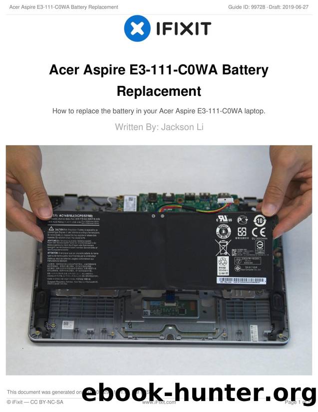 Acer Aspire E3-111-C0WA Battery Replacement by Unknown