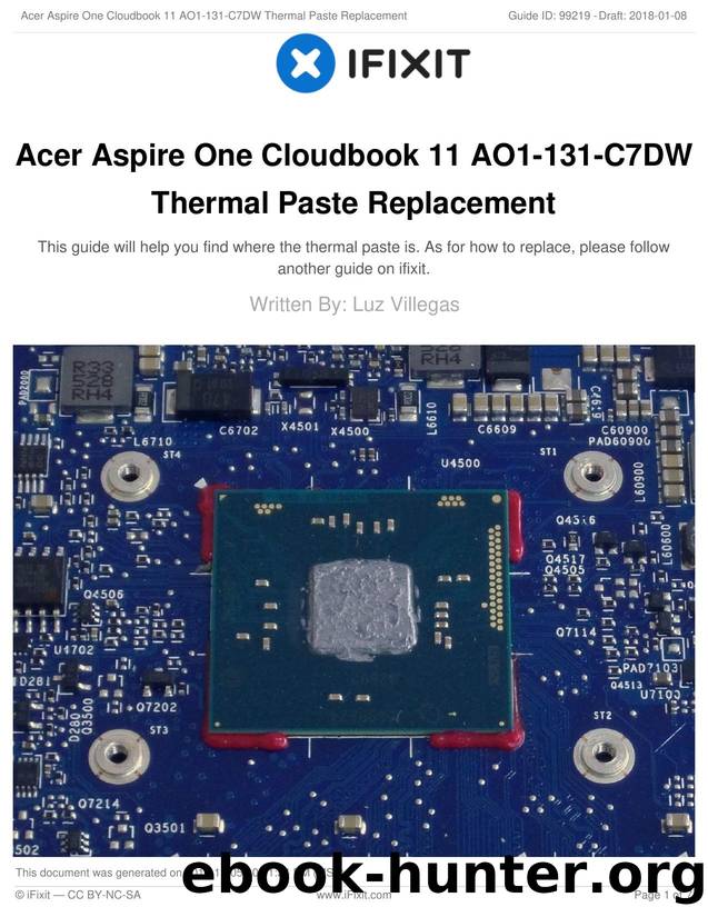 Acer Aspire One Cloudbook 11 AO1-131-C7DW Thermal Paste Replacement by Unknown