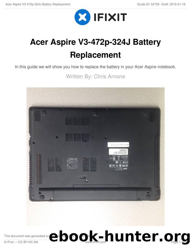Acer Aspire V3-472p-324J Battery Replacement by Unknown