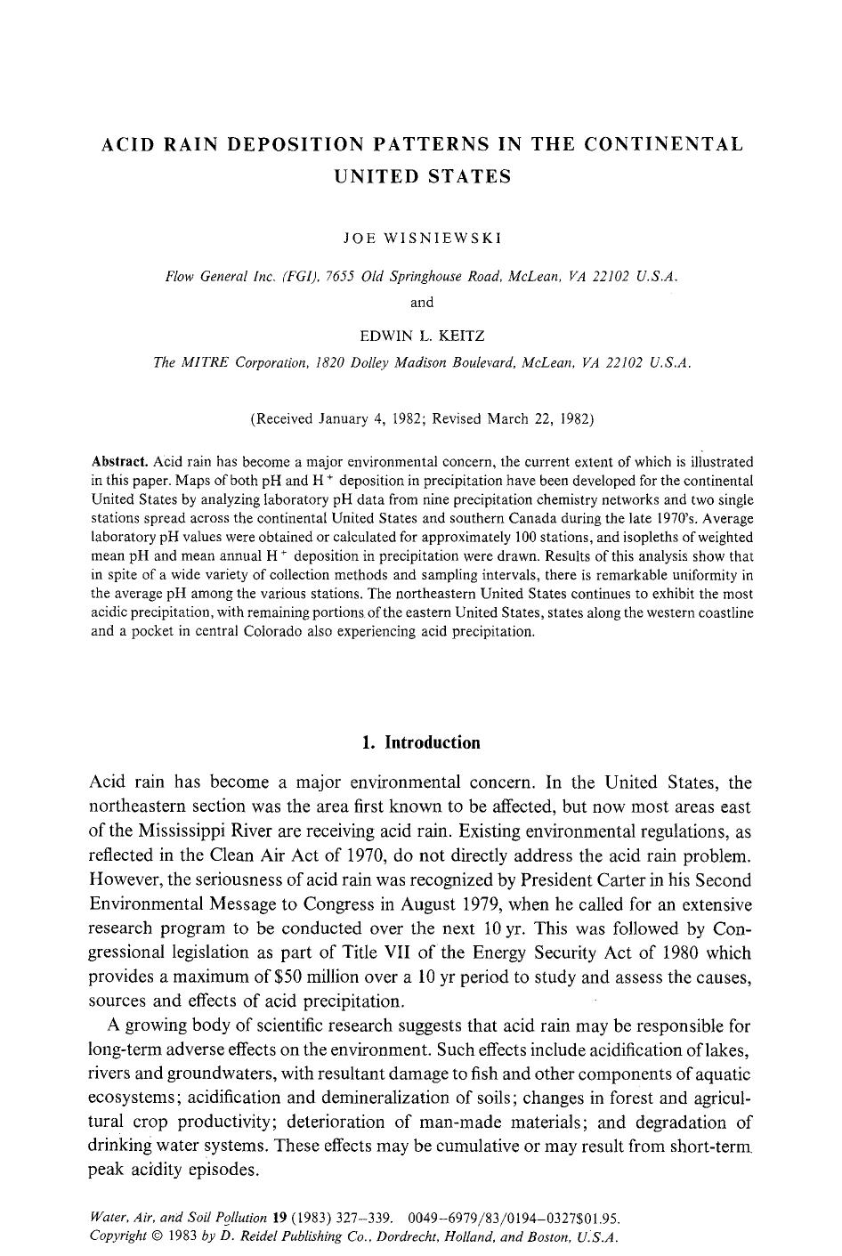 Acid rain deposition patterns in the continental United States by Unknown
