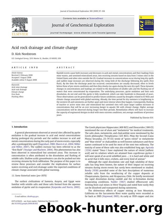 Acid rock drainage and climate change by D. Kirk Nordstrom