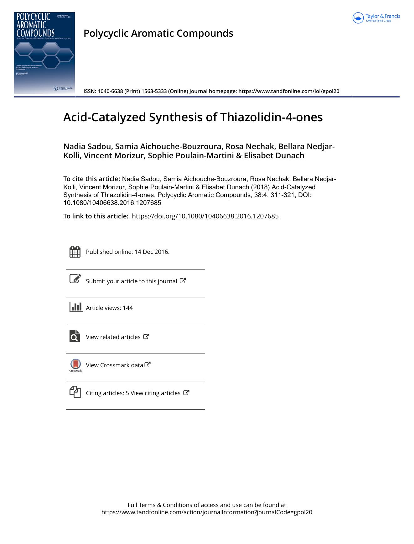 Acid-Catalyzed Synthesis of Thiazolidin-4-ones by unknow
