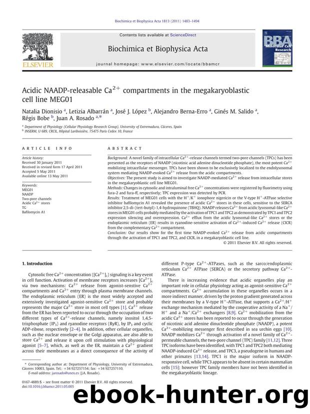 Acidic NAADP-releasable Ca2+ compartments in the megakaryoblastic cell line MEG01 by unknow