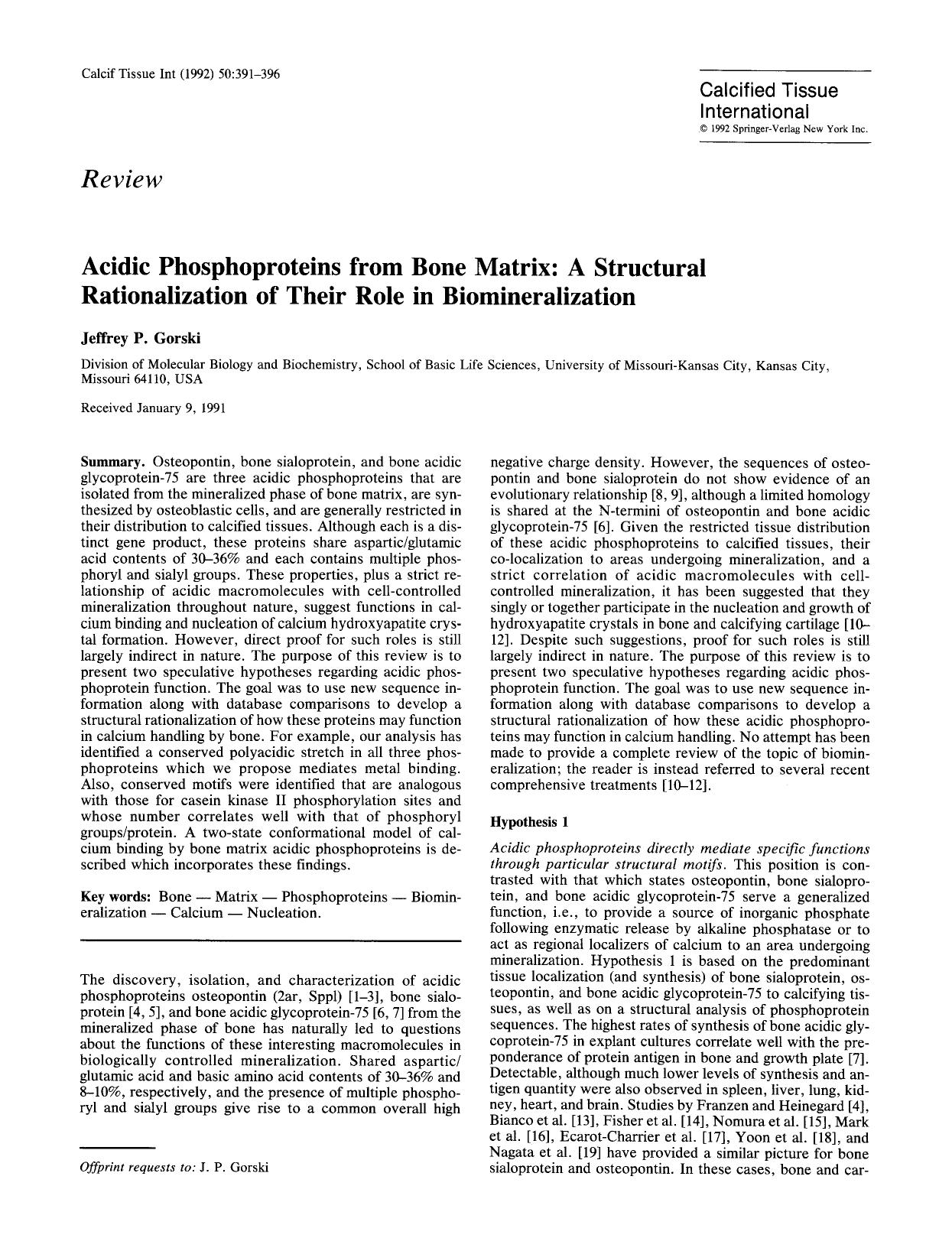 Acidic phosphoproteins from bone matrix: A structural rationalization of their role in biomineralization by Unknown