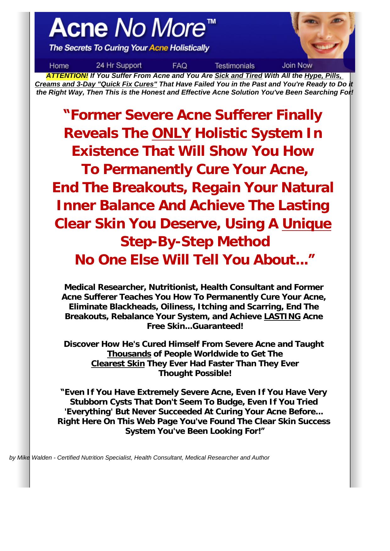 Acne No More (tm)- Cure Acne Holistically! by Best of Kuszter's Collection