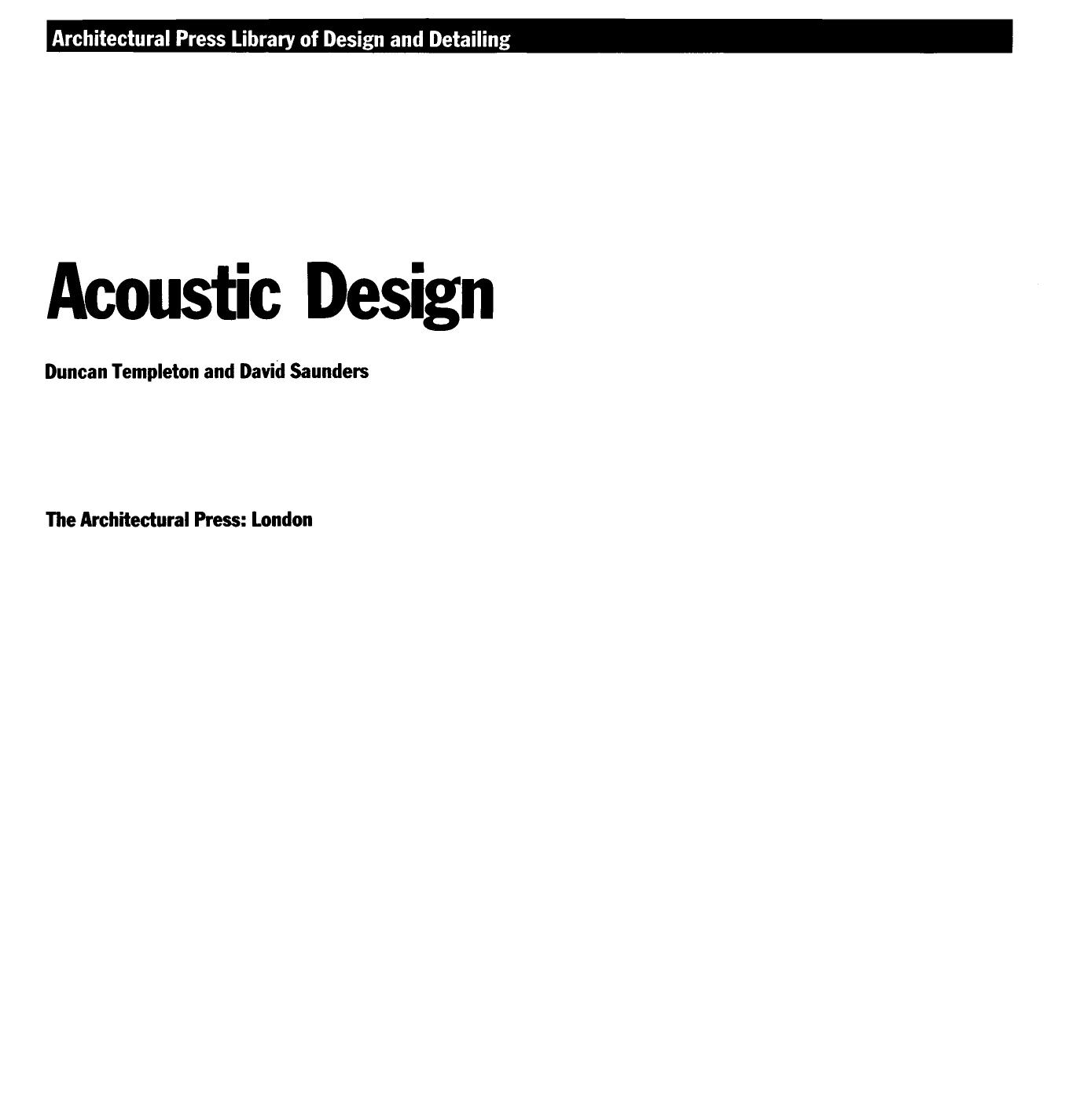 Acoustic Design by Unknown