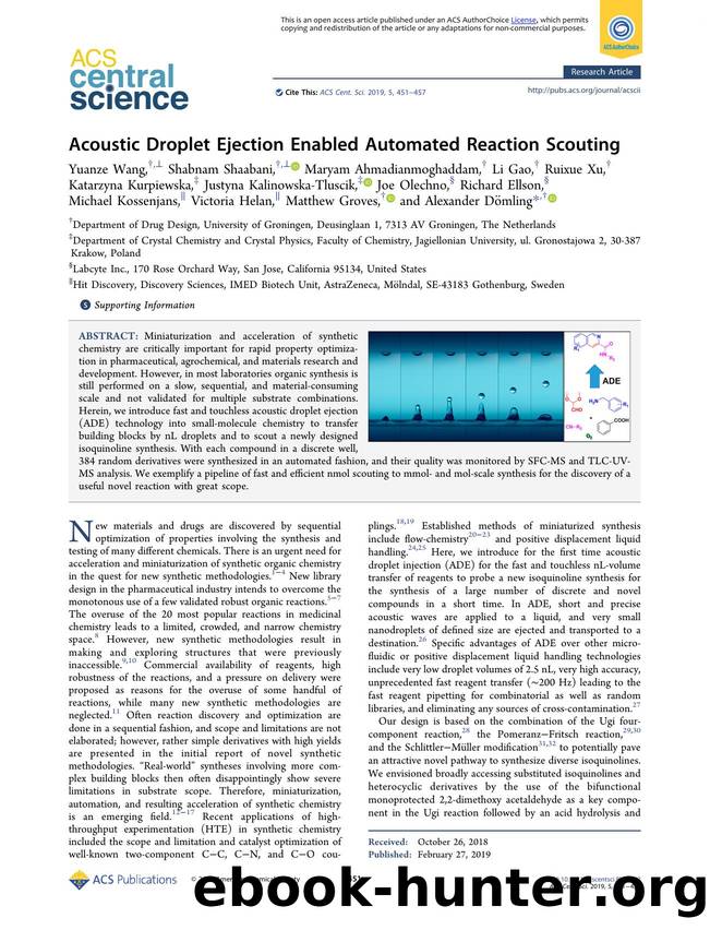 Acoustic Droplet Ejection Enabled Automated Reaction Scouting by unknow