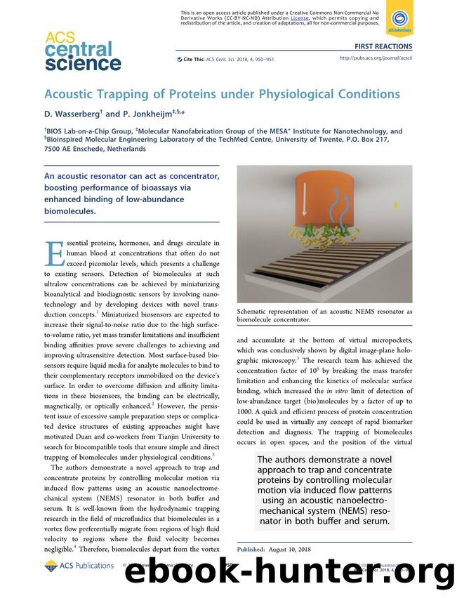 Acoustic Trapping of Proteins under Physiological Conditions by D. Wasserberg & P. Jonkheijm (ORCID: 0000-0001-6271-0049)