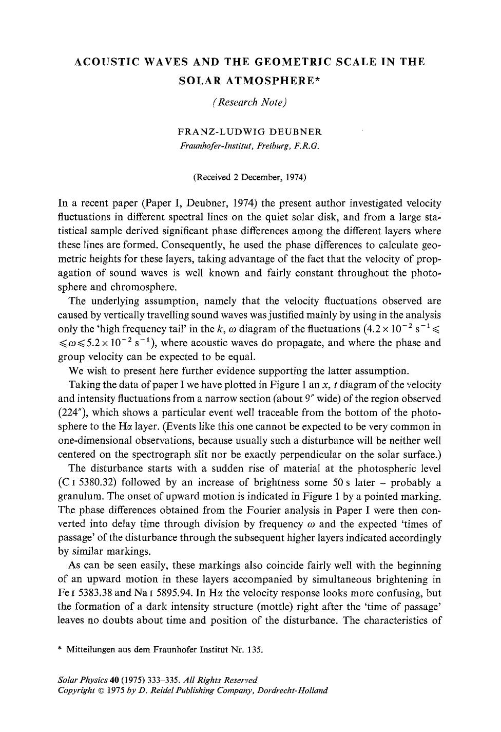 Acoustic waves and the geometric scale in the solar atmosphere by Unknown