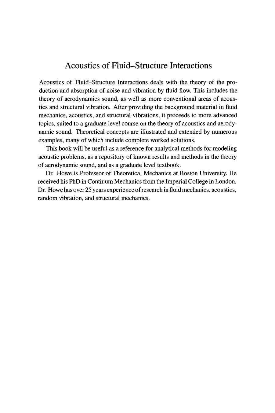 Acoustics of Fluid-Structure Interactions (Cambridge Monographs on Mechanics) by M. S. Howe