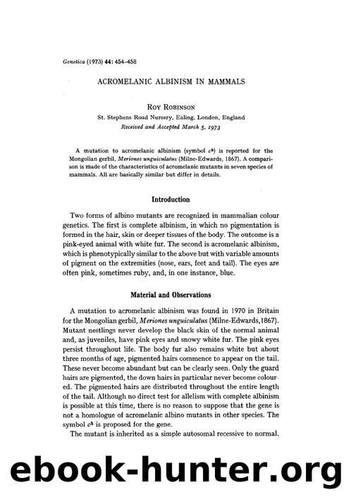 Acromelanic albinism in mammals by Unknown