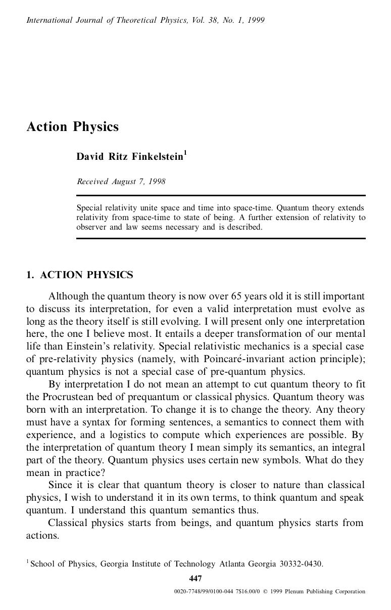 Action Physics by Unknown