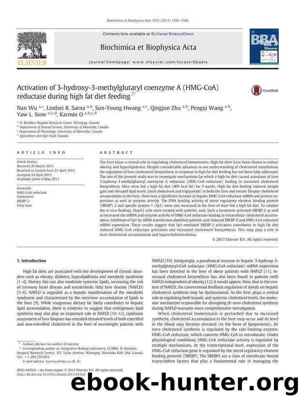 Activation of 3-hydroxy-3-methylglutaryl coenzyme A (HMG-CoA) reductase during high fat diet feeding by Nan Wu & Lindsei K. Sarna & Sun-Young Hwang & Qingjun Zhu & Pengqi Wang & Yaw L. Siow & Karmin O