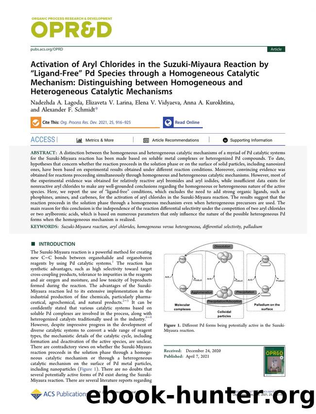 Activation of Aryl Chlorides in the Suzuki-Miyaura Reaction by âLigand-Freeâ Pd Species through a Homogeneous Catalytic Mechanism: Distinguishing between Homogeneous and Hetero by unknow