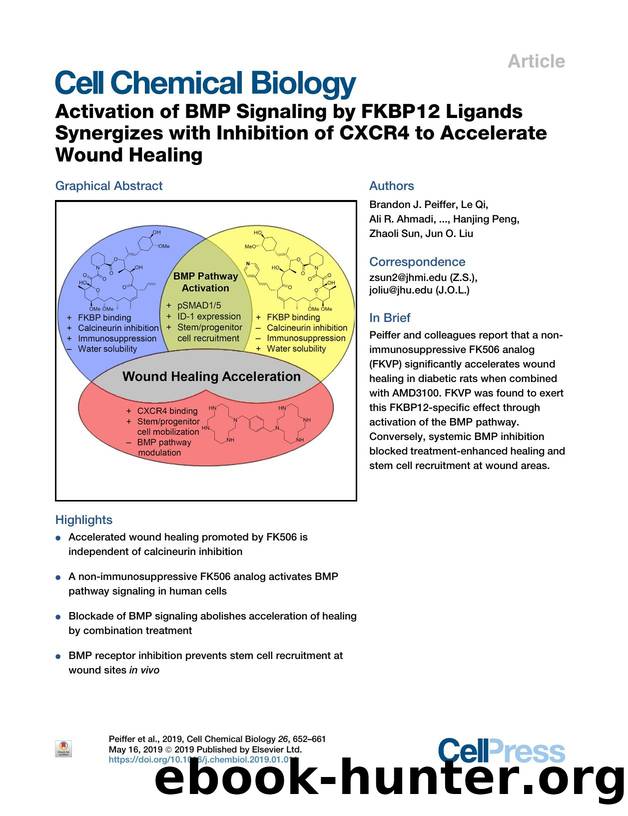 Activation of BMP Signaling by FKBP12 Ligands Synergizes with Inhibition of CXCR4 to Accelerate Wound Healing by unknow