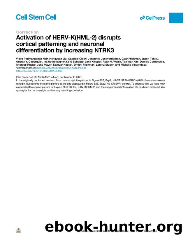 Activation of HERV-K(HML-2) disrupts cortical patterning and neuronal differentiation by increasing NTRK3 by unknow
