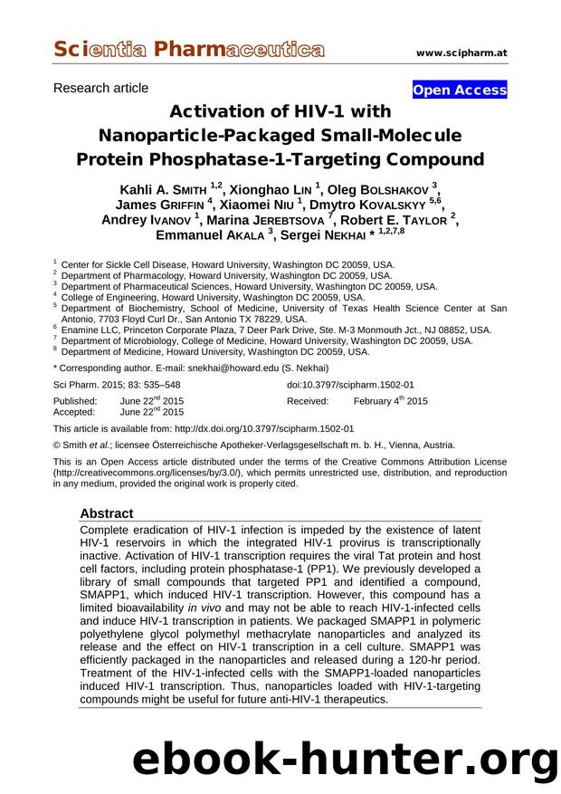 Activation of HIV-1 with Nanoparticle-Packaged Small-Molecule Protein Phosphatase-1-Targeting Compound by unknow
