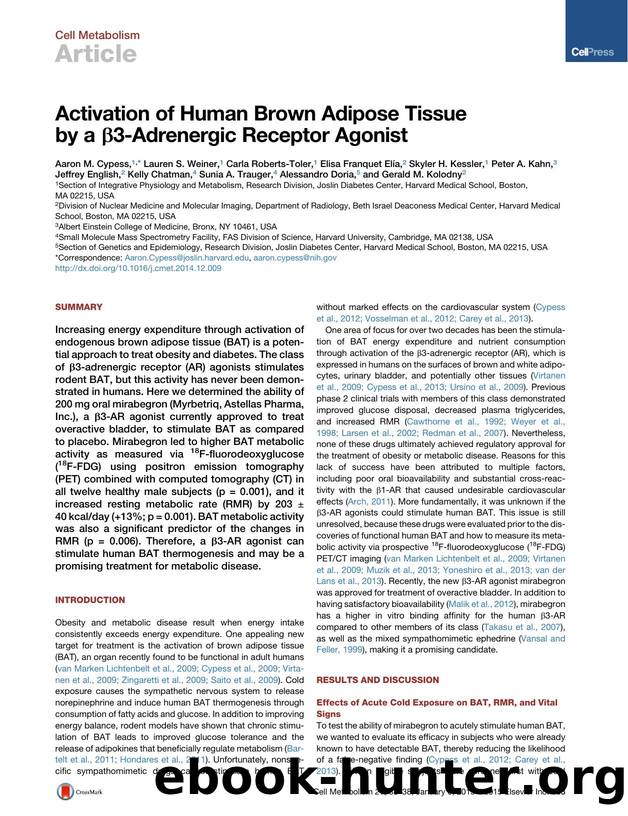 Activation of Human Brown Adipose Tissue by a &beta;3-Adrenergic Receptor Agonist by unknow
