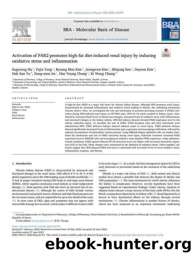 Activation of PAR2 promotes high-fat diet-induced renal injury by inducing oxidative stress and inflammation by unknow