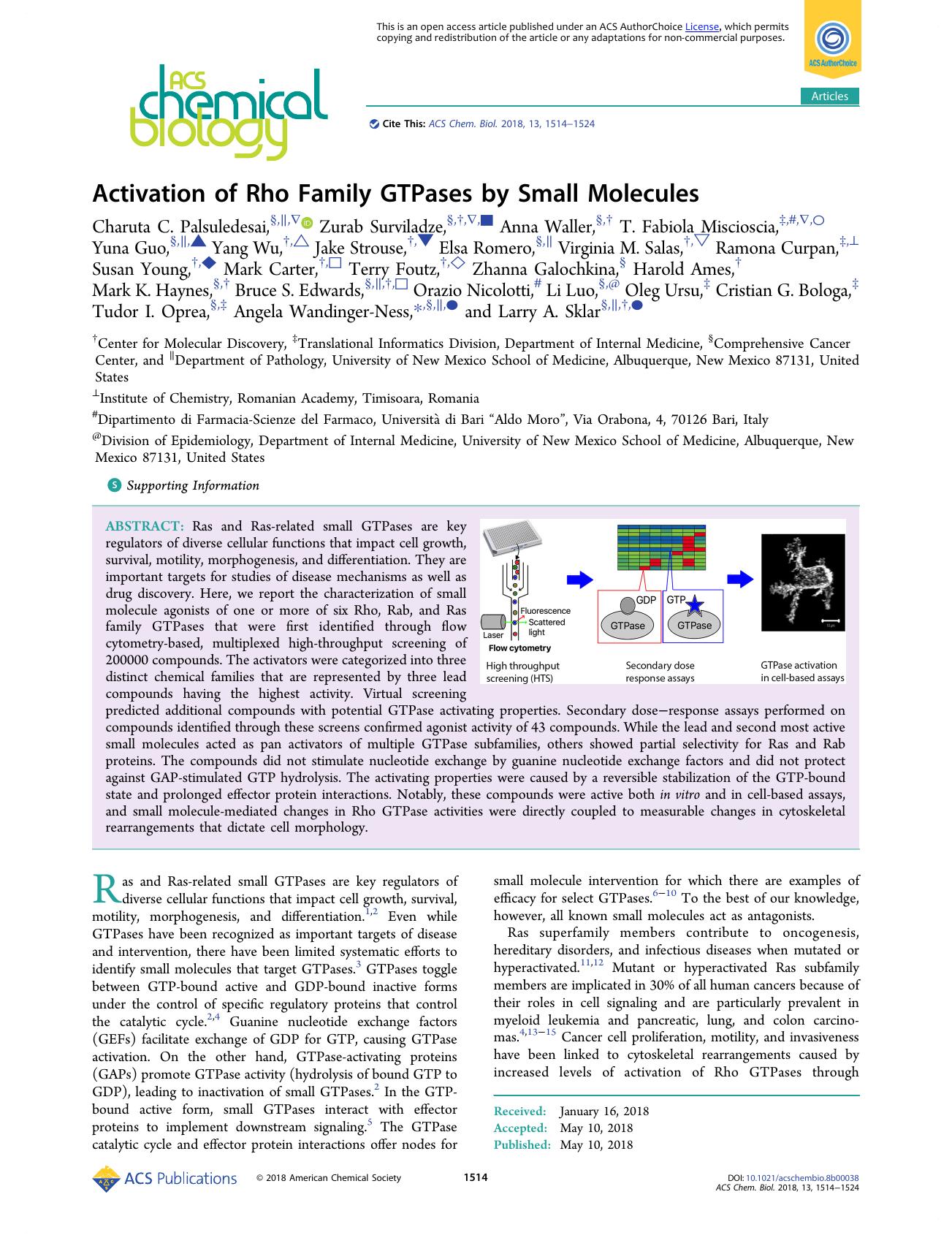 Activation of Rho Family GTPases by Small Molecules by unknow