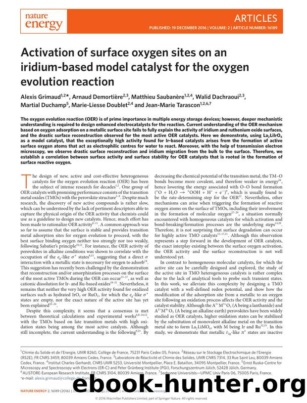 Activation of surface oxygen sites on an iridium-based model catalyst for the oxygen evolution reaction by unknow