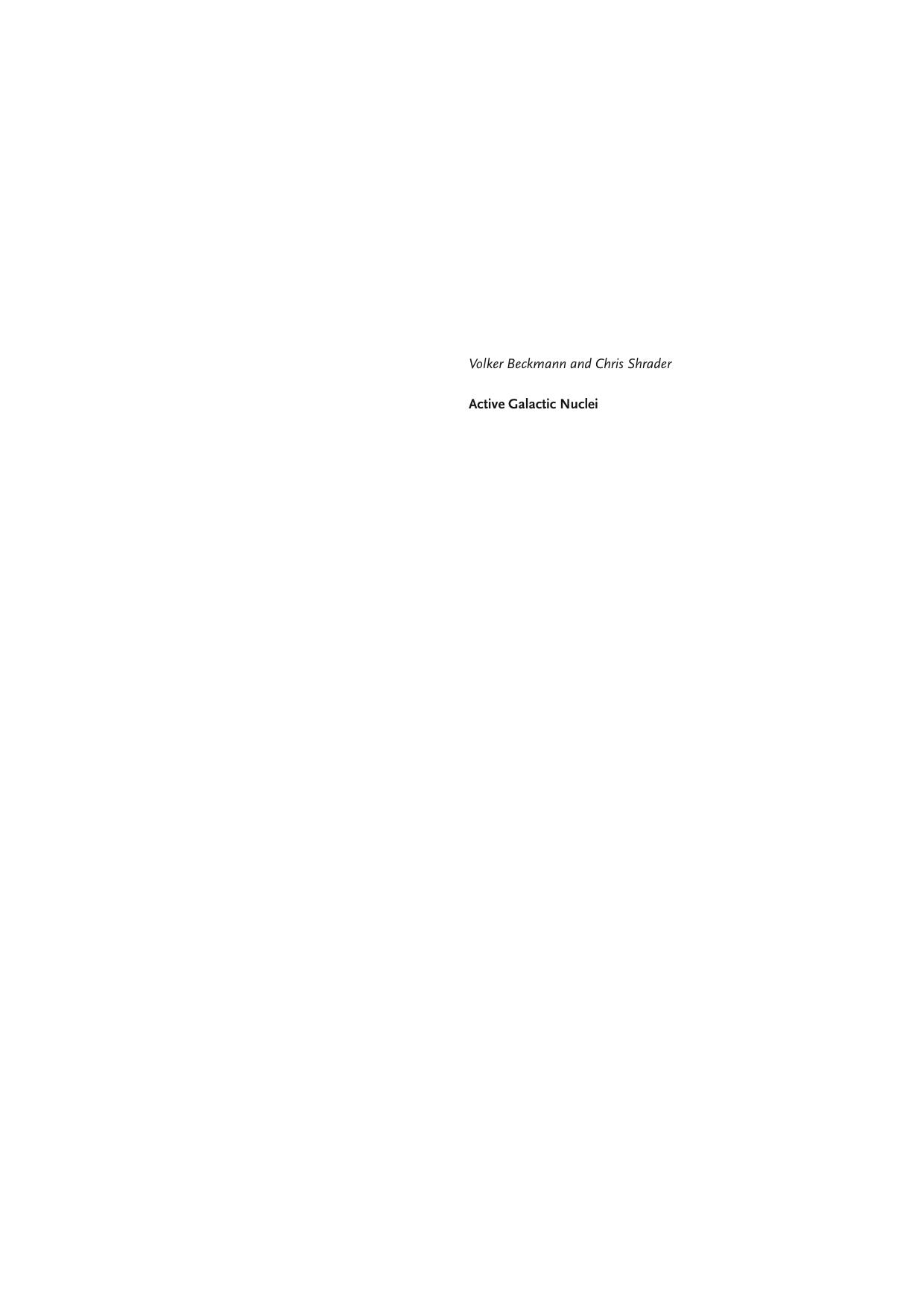 Active Galactic Nuclei by Dr. Volker Beckmann Dr. Chris Shrader(auth.)