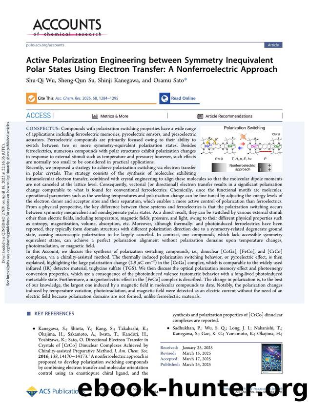 Active Polarization Engineering between Symmetry Inequivalent Polar States Using Electron Transfer: A Nonferroelectric Approach by Shu-Qi Wu Sheng-Qun Su Shinji Kanegawa & Osamu Sato