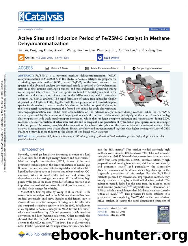 Active Sites and Induction Period of FeZSM-5 Catalyst in Methane Dehydroaromatization by Yu Gu Pingping Chen Xiaohui Wang Yuchao Lyu Wanrong Liu Xinmei Liu & Zifeng Yan