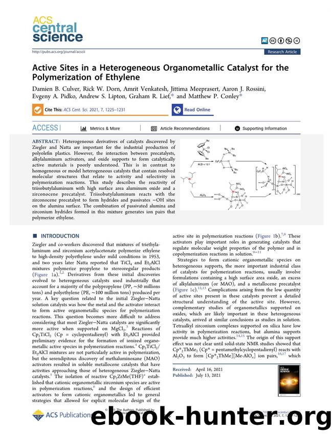 Active Sites in a Heterogeneous Organometallic Catalyst for the Polymerization of Ethylene by unknow