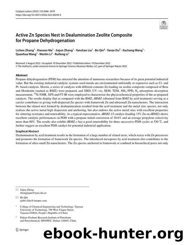 Active Zn Species Nest in Dealumination Zeolite Composite for Propane Dehydrogenation by unknow